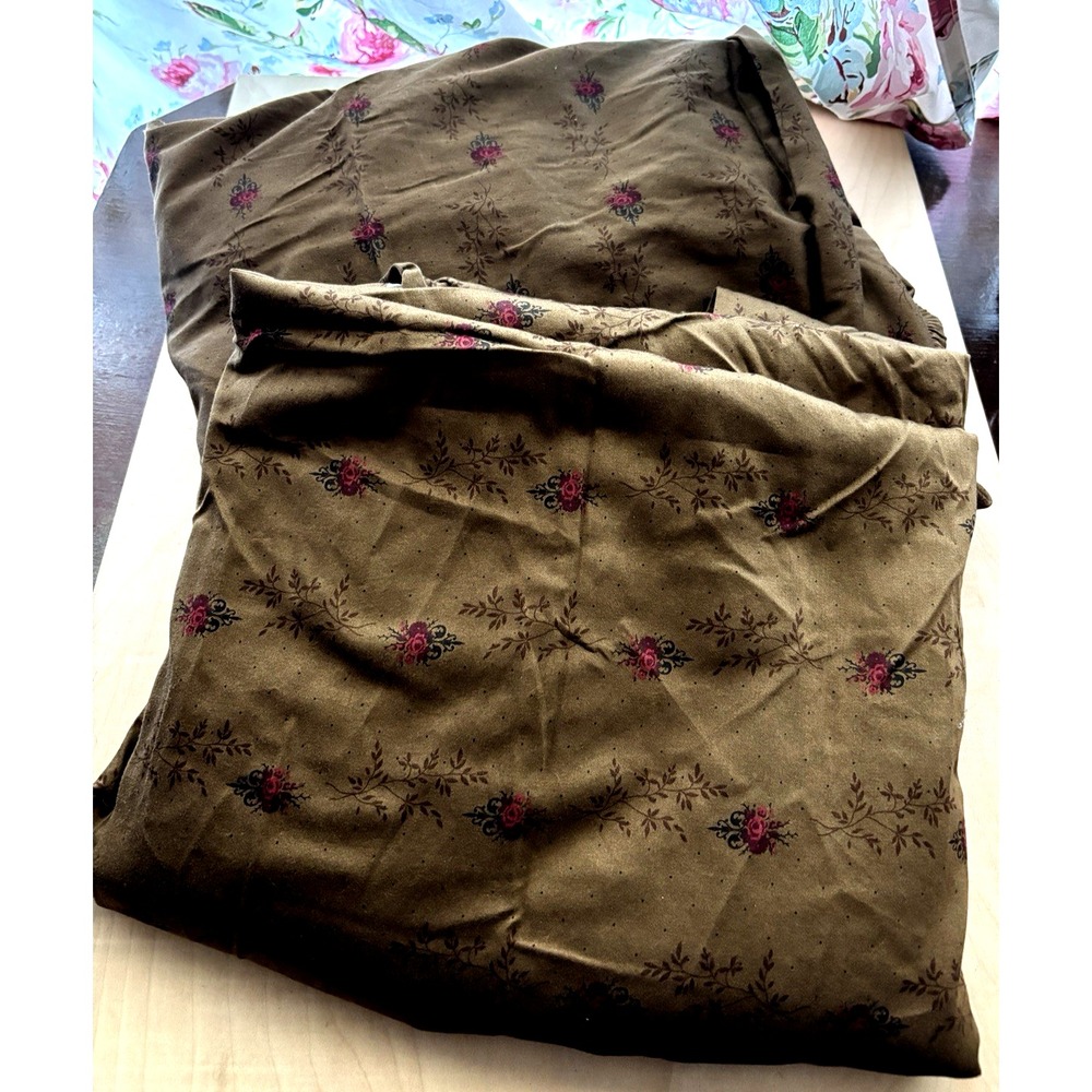 Ralph Lauren Formal Garden Twin Flat & Fitted Sheet Brown Pink Roses